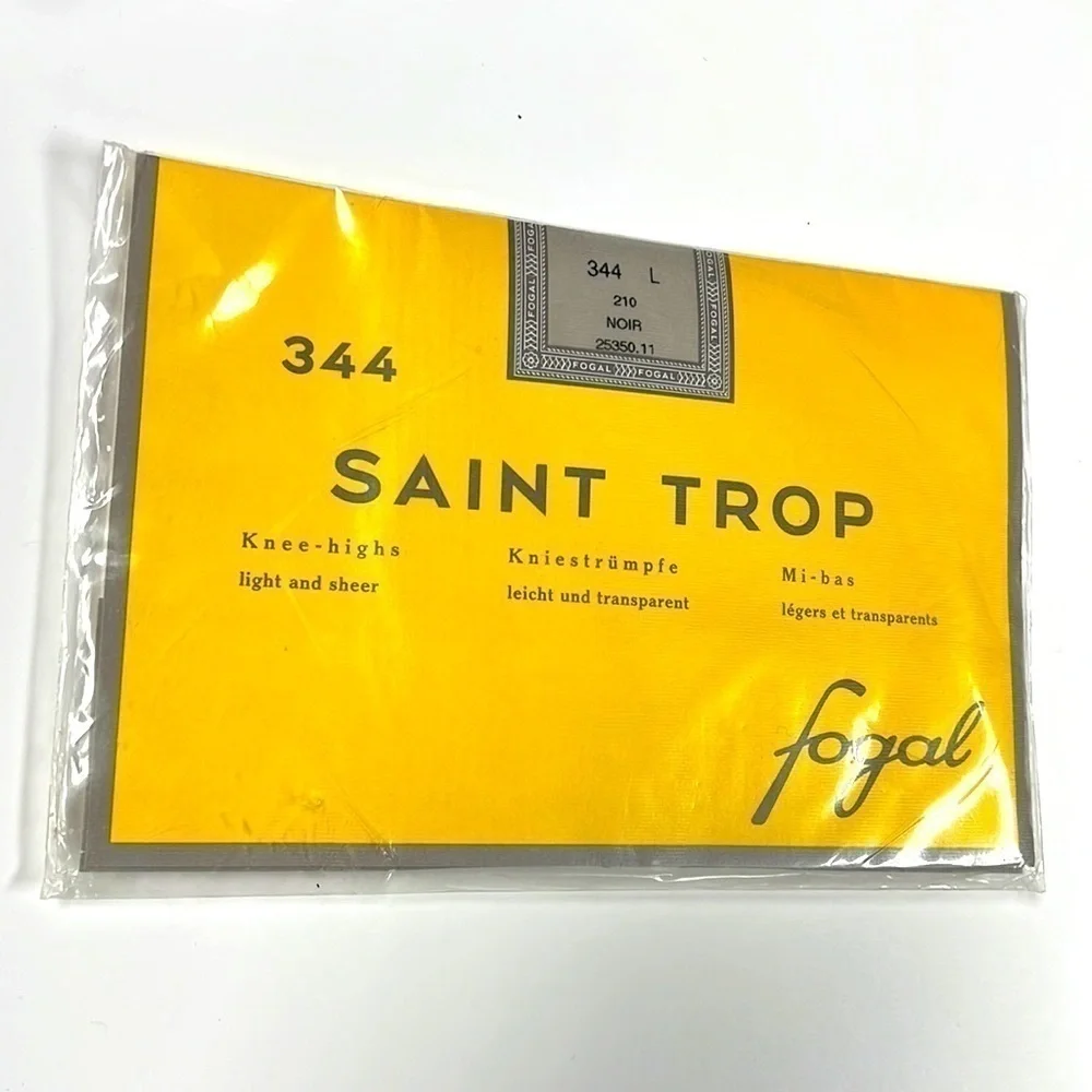 Fogal Saint Trop 344 Large Sheer 210 Black Knee Highs Socks - New